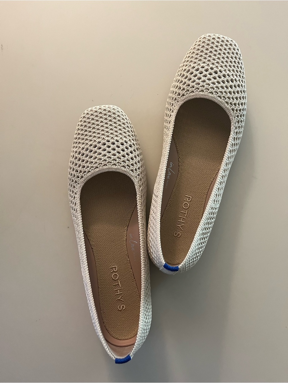 New Never Worn Rothy’s The Max Square in Off White Mesh | Women’s Flats